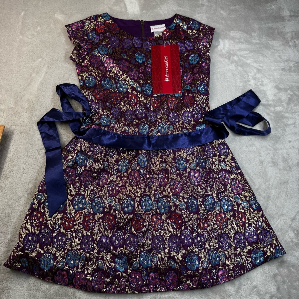 NWT American Girl purple floral metallic holiday party dress